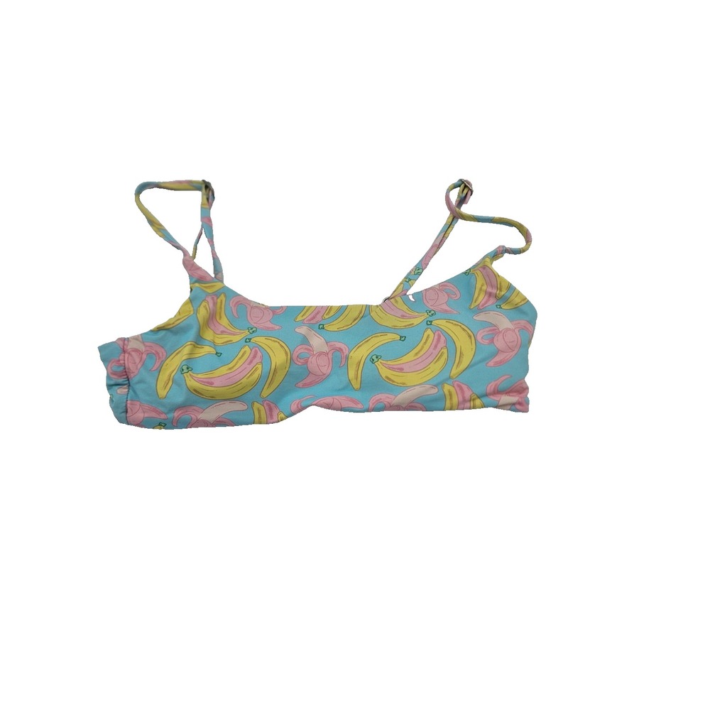 Women's Banana Printโ Bikini Top Small Y2K Playful Summer Swimwear